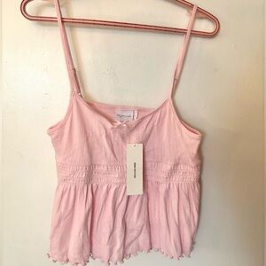 Urban Outfitters Out From Under pastel pink pointelle babydoll top with bow